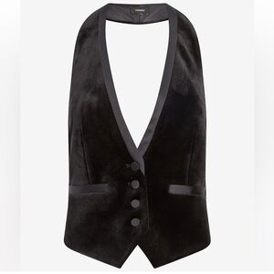 Express Velvet Button Front Halter Tuxedo Blazer Vest NWT